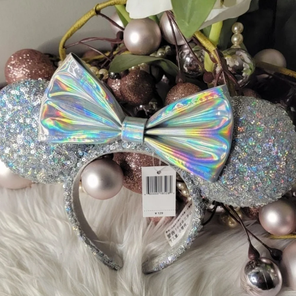 Set of 3!Silver Holographic Sequin Loungefly Backpack&Wallet&Ears